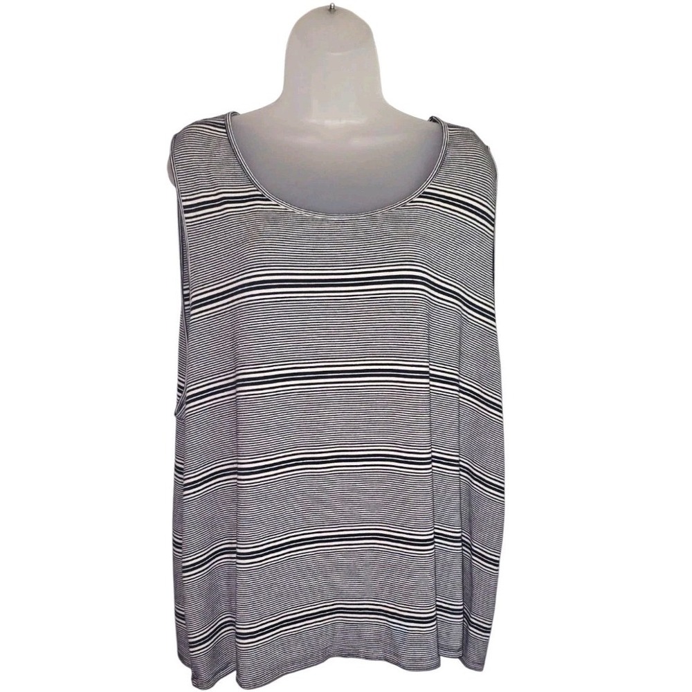 J. Jill Wearever Easy A-Line Tank Top Dark Navy & Cream Stripe Size 4X